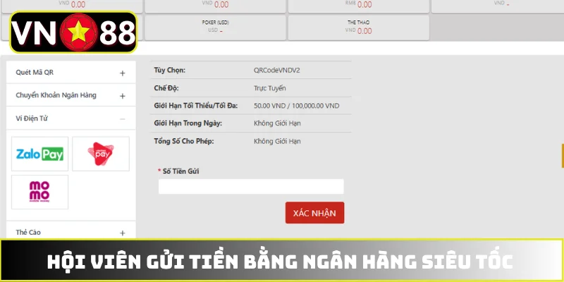 Thông tin các phương thức thanh toán VN88